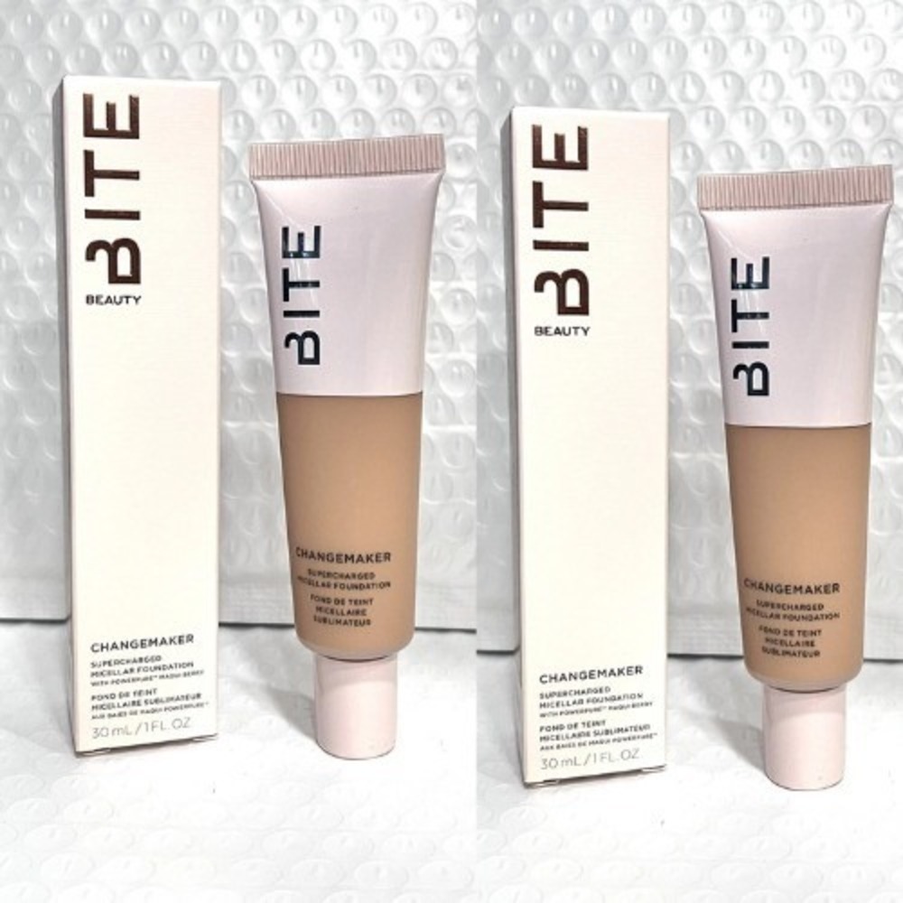 2x BITE BEAUTY ChangeMaker Micellar Foundation M80 Medium Warm Vegan 1oz‎ New